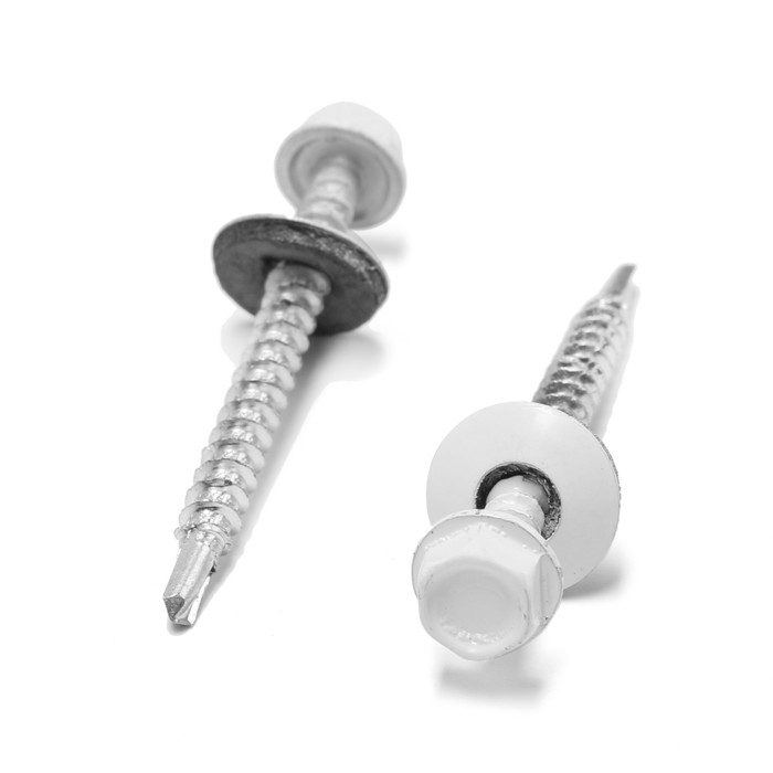 Саморезы кровельные 4,8х50 мм, RAL9003 цвет белый, 150 шт. Саморезы кровельные 4,8х50 мм, RAL9003 цвет белый, 150 шт.