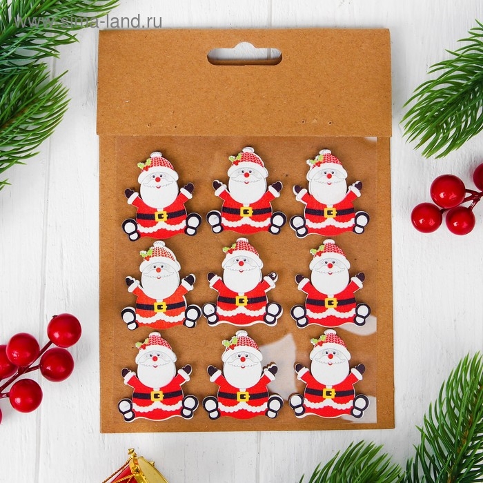 Новогодний декор-наклейки Новогодний декор-наклейки "Весёлый дедушка", набор 9 шт.