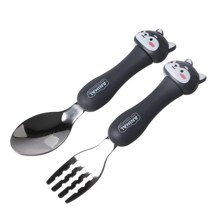 Набор детских столовых приборов в футляре «Щенята», вилка, ложка Набор детских столовых приборов в футляре «Щенята», вилка, ложка