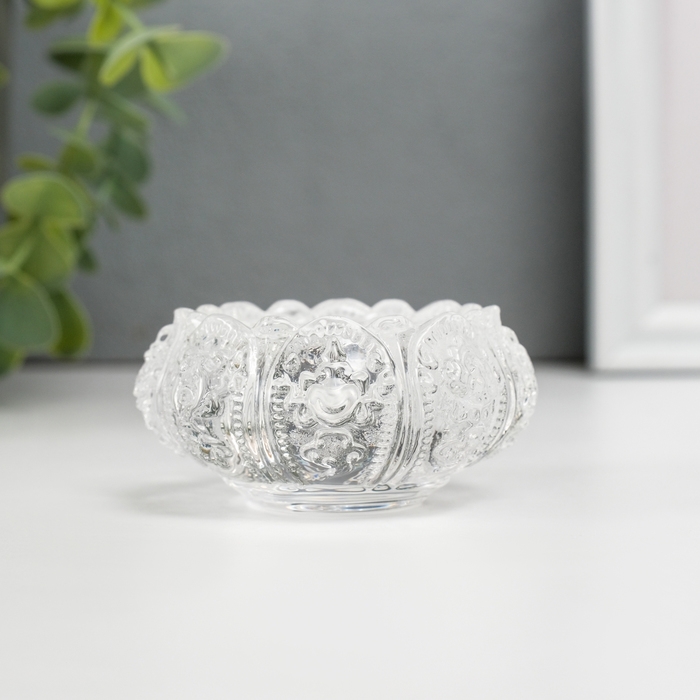 Подсвечник стекло на 1 свечу Подсвечник стекло на 1 свечу "Королевский узор" прозрачный 3,5х7,3х7,3 см