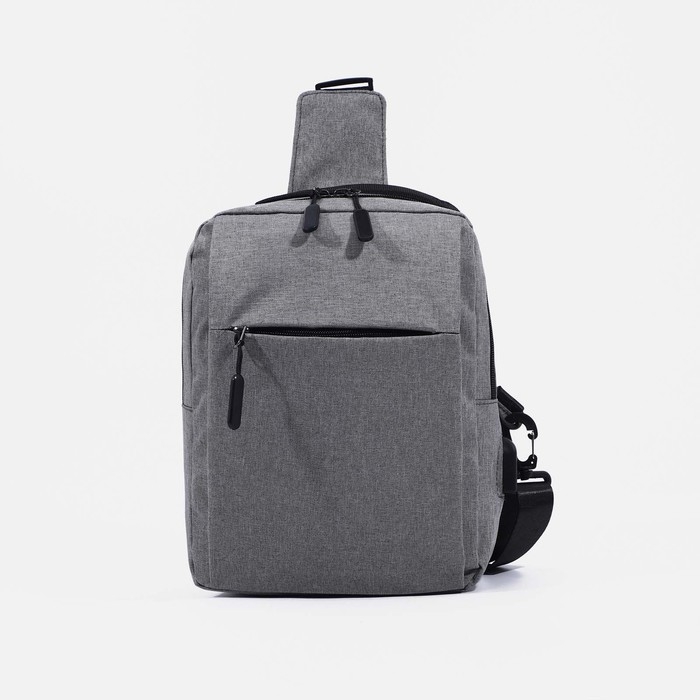 Сумка-слинг мужская из текстиля, с USB, цвет серый Сумка-слинг мужская из текстиля, с USB, цвет серый