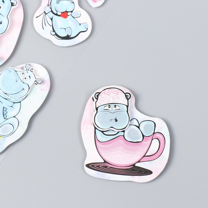 Наклейка картон 2 слоя Наклейка картон 2 слоя "Малыши-бегемотики" 17х12 см