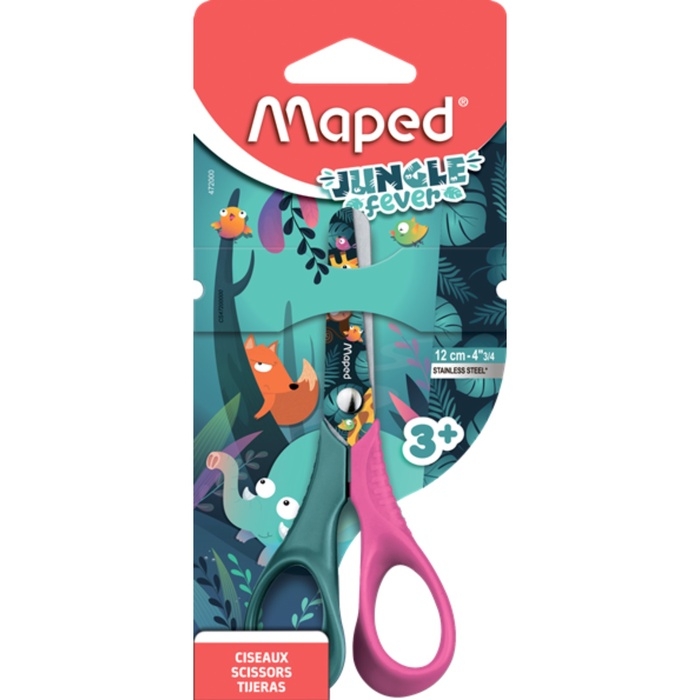 Ножницы детские 12 см JUNGLE FEVER VIVO, эргономичные 3D кольца, закруглённые лезвия, МИКС Ножницы детские 12 см JUNGLE FEVER VIVO, эргономичные 3D кольца, закруглённые лезвия, МИКС