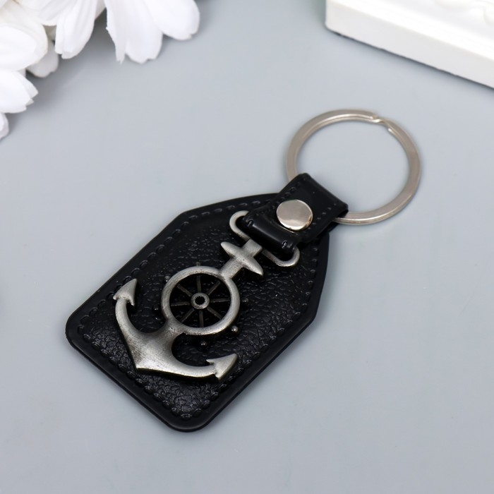 Брелок кожзам, металл  Брелок кожзам, металл "Якорь" 6,8х4 см