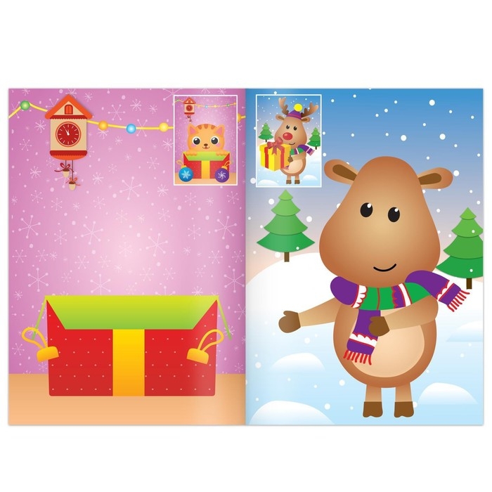 Новогодние аппликации наклейками «Котёнок» Новогодние аппликации наклейками «Котёнок»