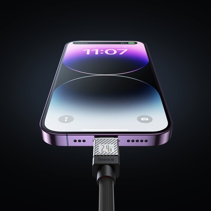 Кабель Baseus, Lightning - USB, 2.4 А, 2 м, чёрный