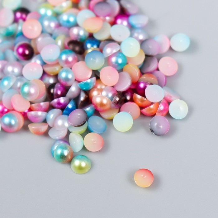 Декор Декор "Полубусины и стразы. Градиент разноцветный" d=4 мм 10г 200 шт 5х2,5 см МИКС