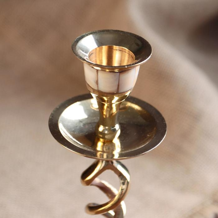 Подсвечник на 1 свечу  Подсвечник на 1 свечу "Спираль" с перламутром 20,5 см