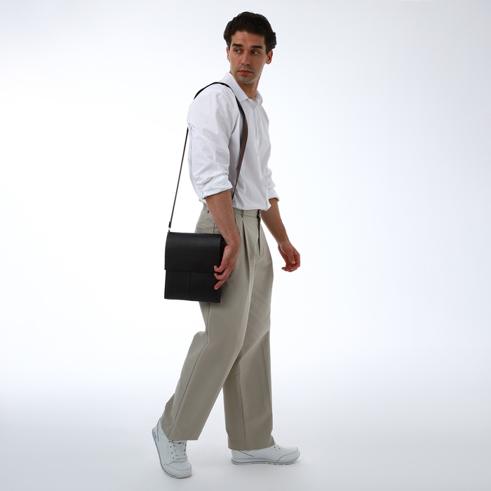 Сумка мужская через плечо TEXTURA, наружный карман, цвет коричневый Сумка мужская через плечо TEXTURA, наружный карман, цвет коричневый