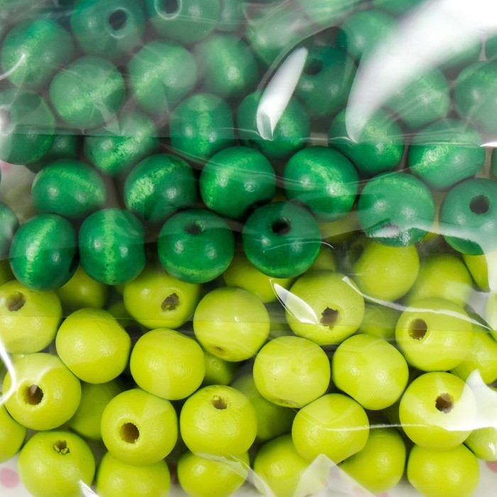 Бусины для творчества дерево "Луговая гамма" d-0,8 см, 4 цвета х 10 гр