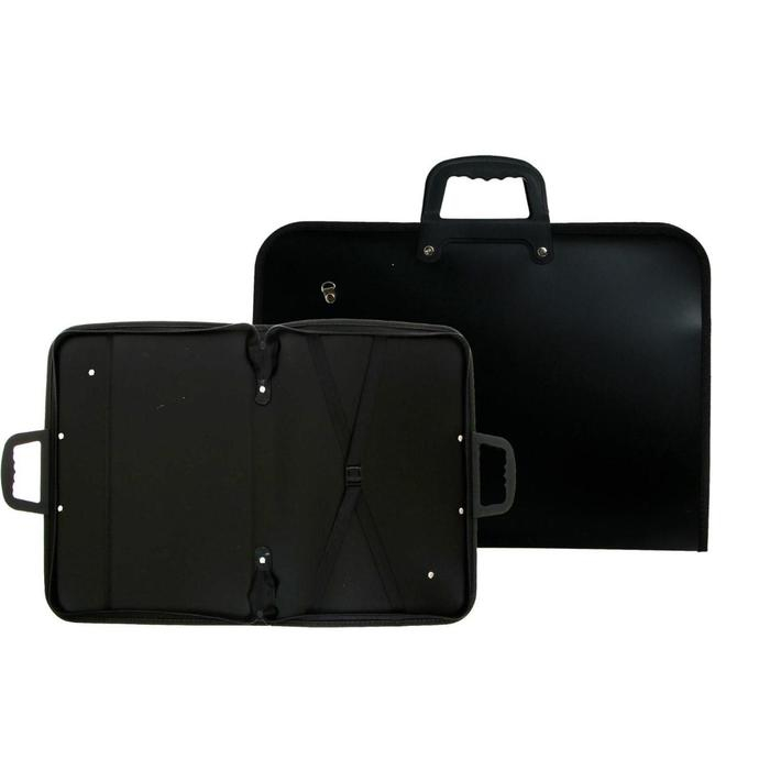 Папка для чертежей и рисунков A3, 425 x 305 х 30 мм, с ручками, пластиковая, молния вокруг, deVENTE, с внутренним карманом, чёрная