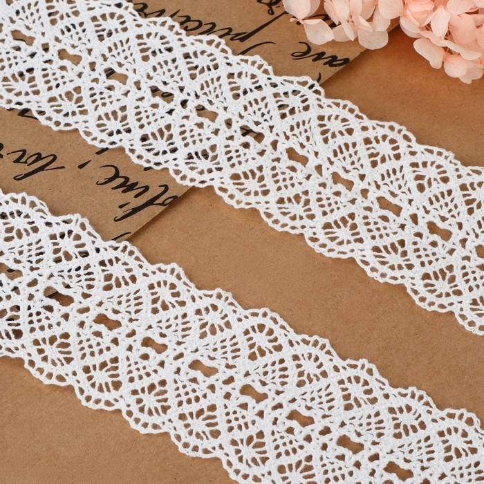 Кружево вязаное, 45 мм × 10 ± 1 м, цвет белый Кружево вязаное, 45 мм × 10 ± 1 м, цвет белый