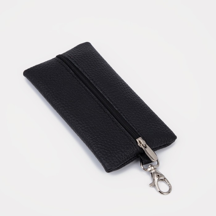 Ключница на молнии, длина 15 см, кольцо, карабин, цвет чёрный Ключница на молнии, длина 15 см, кольцо, карабин, цвет чёрный