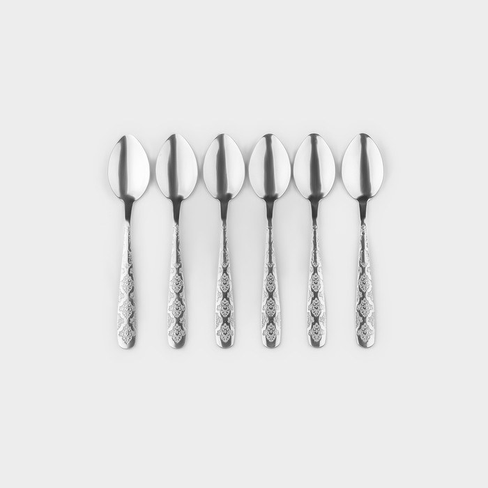 Набор чайных ложек из нержавеющей стали Доляна «Возрождение», длина 14,5 см, 6 шт, без золота Набор чайных ложек из нержавеющей стали Доляна «Возрождение», длина 14,5 см, 6 шт, без золота