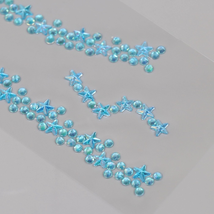 Наклейка пластик стразы "Чокер из звёзд" голубой 11,6х18 см