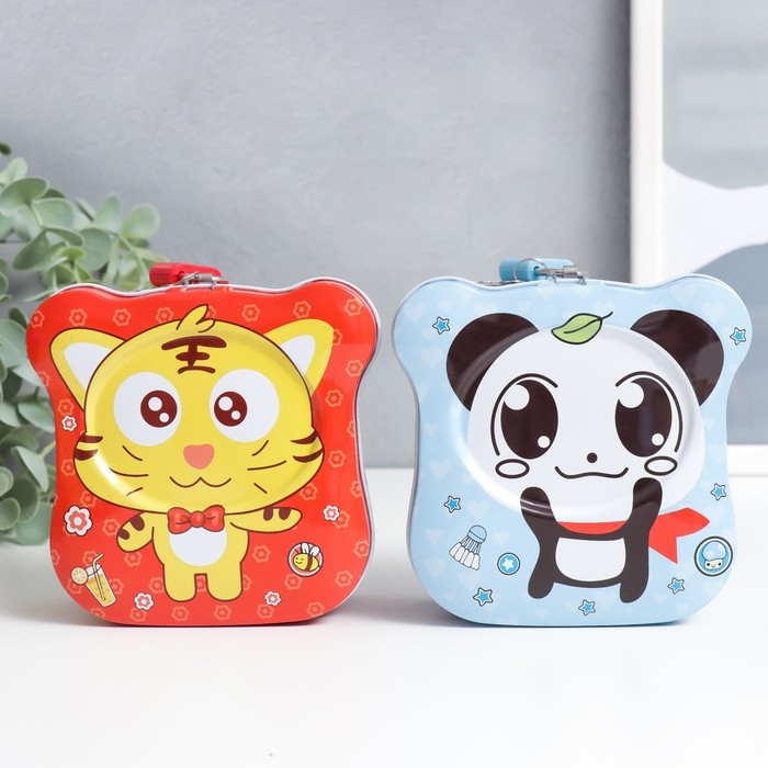 Копилка металл с замочком Копилка металл с замочком "Смешные животные" МИКС 11,5х6,5х11 см