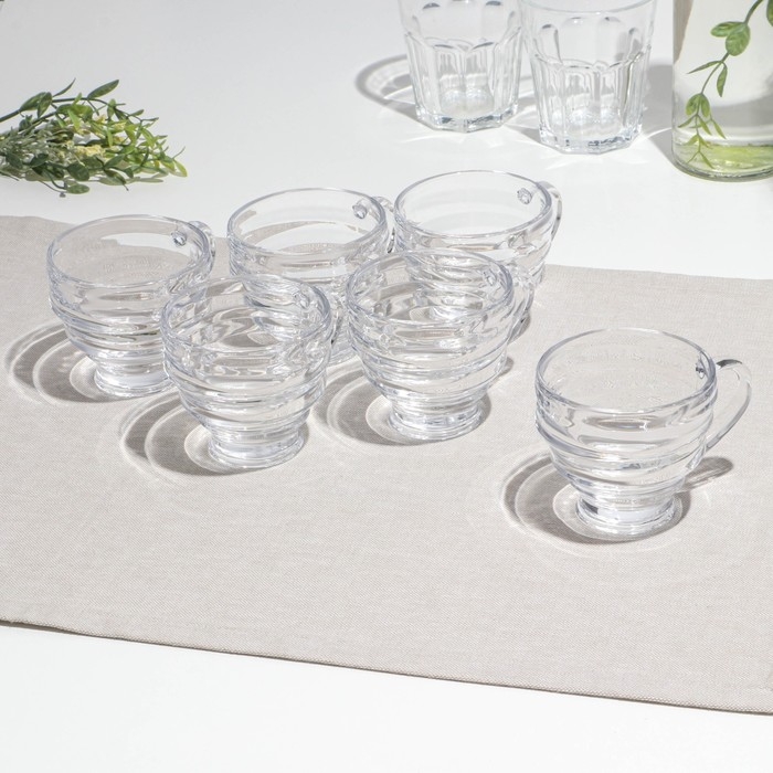 Набор кружек, стеклянный, d=8.5 см, h=8 см, 200 мл, 6 шт Набор кружек, стеклянный, d=8.5 см, h=8 см, 200 мл, 6 шт