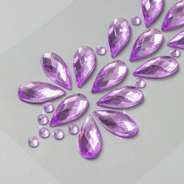 Наклейка пластик стразы "Фонтан" сиреневая 25х8,5 см