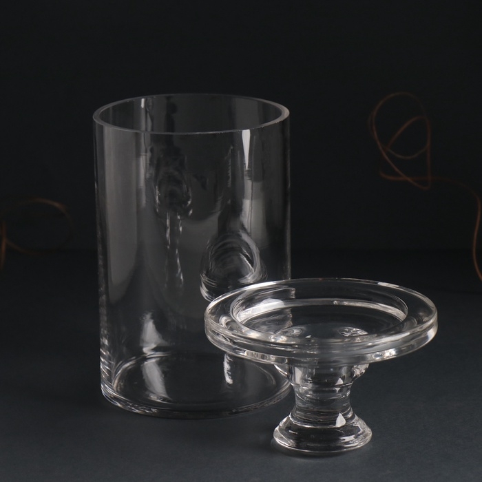 Подсвечник стекло на 1 свечу  Подсвечник стекло на 1 свечу "Цилиндр широкий" прозрачный d=2 см и d=8 см 11х11х16 см