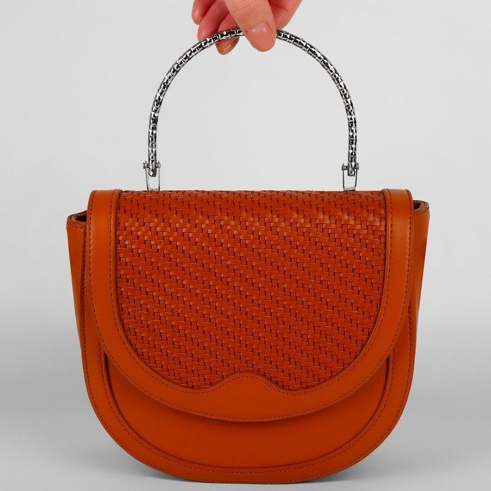 Ручка для сумки «Рифлёная рамка», металлическая, на прокол, 13 × 9 см, цвет серебряный Ручка для сумки «Рифлёная рамка», металлическая, на прокол, 13 × 9 см, цвет серебряный