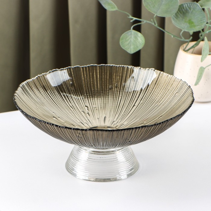 Ваза стеклянная для фруктов «Фейерверк», 1,4 л, 25×10 см, цвет серый Ваза стеклянная для фруктов «Фейерверк», 1,4 л, 25×10 см, цвет серый