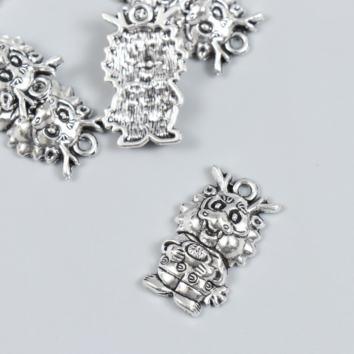 Декор для творчества металл Декор для творчества металл "Дракон" набор 6 шт серебро 1,6х2,7 см