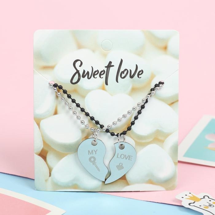 Кулоны «Неразлучники» стальные, love, цвет чёрно-серебряный, 45 см Кулоны «Неразлучники» стальные, love, цвет чёрно-серебряный, 45 см