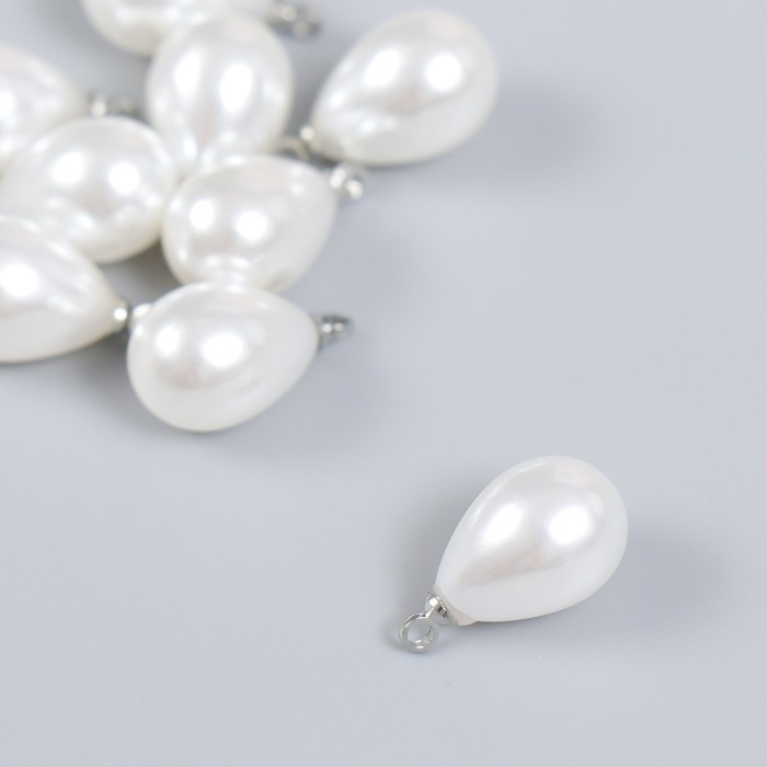 Декор для творчества пластик Декор для творчества пластик "Жемчужина-капелька с петелькой" набор 10 шт 1,4х1 см