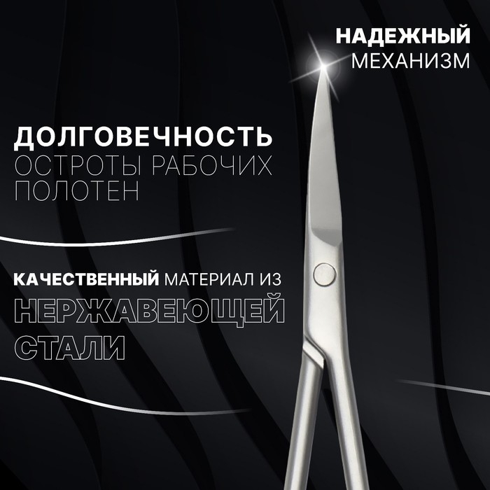 Ножницы маникюрные «Premium», узкие, загнутые, 10,5 см, на блистере, цвет матовый серебристый Ножницы маникюрные «Premium», узкие, загнутые, 10,5 см, на блистере, цвет матовый серебристый