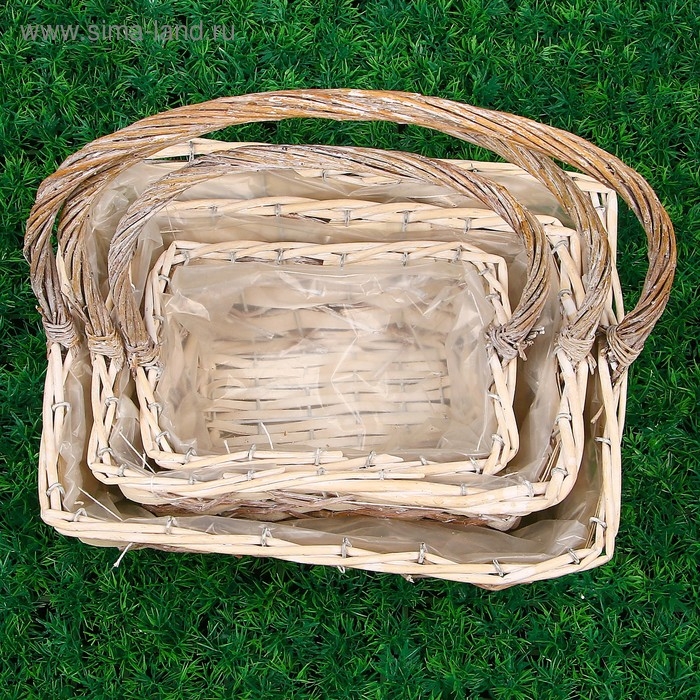 Набор корзин «Крестики», 3 шт: 32×25×13/37 см, 26×18×12/33 см, 20×14×9/29 см Набор корзин «Крестики», 3 шт: 32×25×13/37 см, 26×18×12/33 см, 20×14×9/29 см