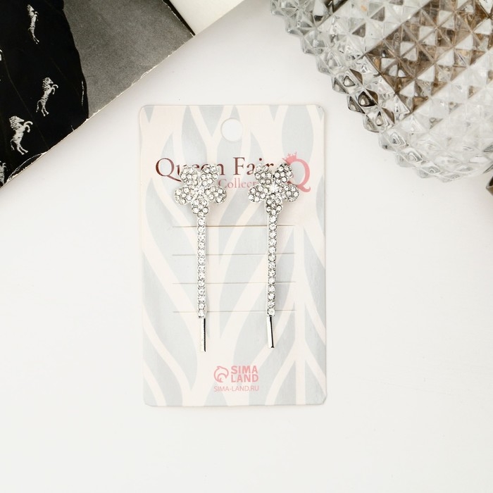 Невидимка для волос  Невидимка для волос "Капелла" (набор 2 шт) цветочек, 5,5 см, серебро