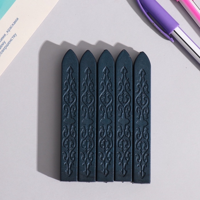 Сургуч для печати стержень "Благородный синий" перламутр 1,1х1,1х9 см