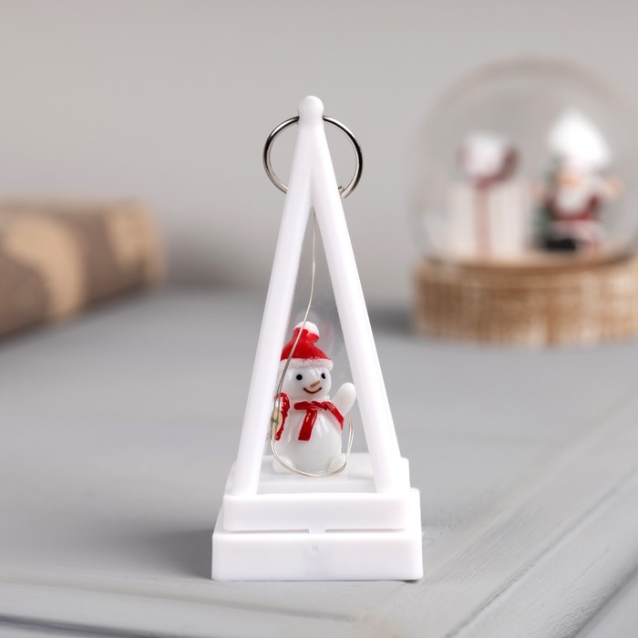 Светодиодная фигура-брелок Светодиодная фигура-брелок "Снеговик", 4x4x9.5 см, LR1130x3 (в комплекте), свечение тёплое белое