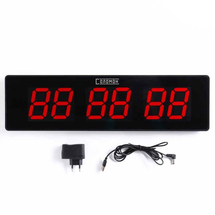 Часы электронные настенные  Часы электронные настенные "Соломон", 49 x 13 x 3 см, цифра 7.5 х 4.3 см, красная индикация