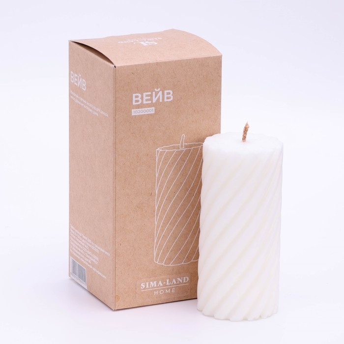 Свеча-цилиндр  Свеча-цилиндр "Спираль",5х10 см, пальмовый воск, белая, 6 ч SimaHome
