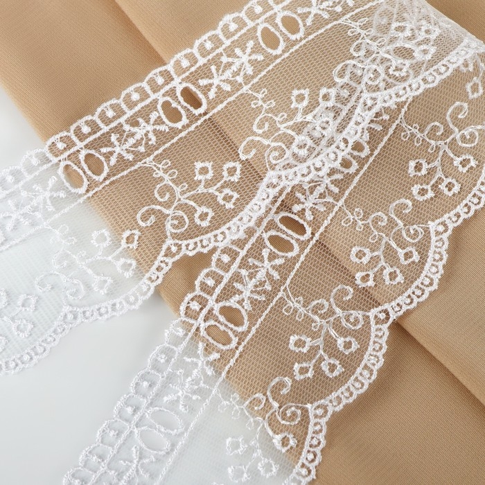 Кружево на сетке, 45 мм × 11 ± 1 м, цвет белый Кружево на сетке, 45 мм × 11 ± 1 м, цвет белый