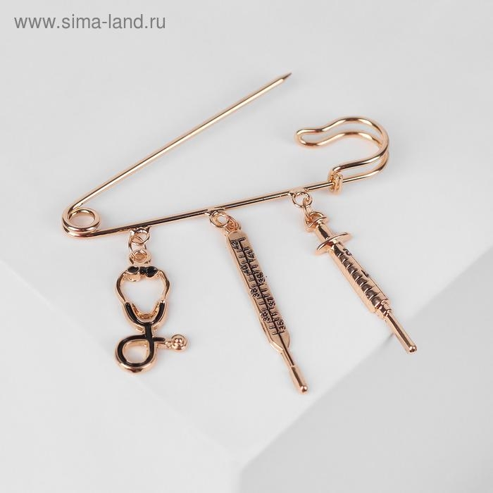 Булавка с подвесками «Медицина», 7 см, цвет чёрный золото Булавка с подвесками «Медицина», 7 см, цвет чёрный золото