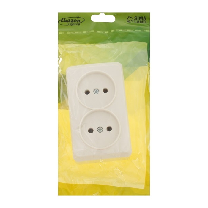 Розетка двухместная Luazon Lighting  Розетка двухместная Luazon Lighting "Лига", 10 А, накладная, без з/к, белая