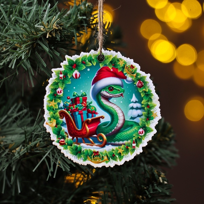 Новый год. Новогоднее украшение 2025 символ года Новый год. Новогоднее украшение 2025 символ года "Змейка в венке" цветное