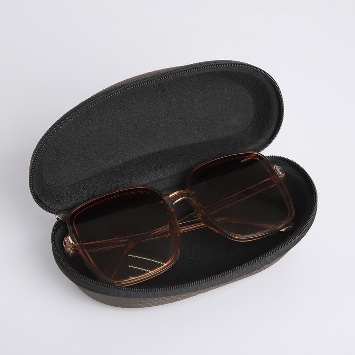 Футляр для очков на молнии, длина 17 см, цвет коричневый Футляр для очков на молнии, длина 17 см, цвет коричневый