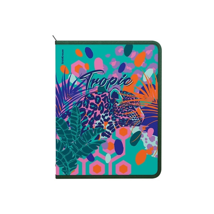 Папка для тетрадей на молнии А4+, 550 мкм, ErichKrause Папка для тетрадей на молнии А4+, 550 мкм, ErichKrause " Tropical", до 300 листов