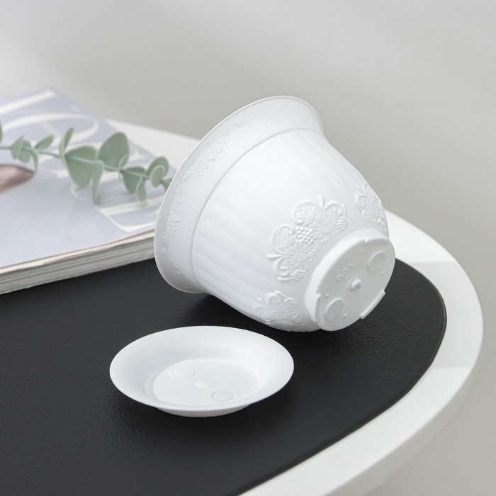 Горшок с поддоном «Ангара», 300 мл, цвет белый Горшок с поддоном «Ангара», 300 мл, цвет белый