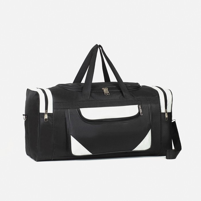 Сумка дорожная, 3 отдела на молниях, наружный карман, длинный ремень, цвет чёрный Сумка дорожная, 3 отдела на молниях, наружный карман, длинный ремень, цвет чёрный
