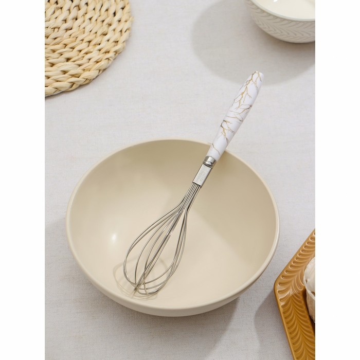 Венчик для взбивания Доляна «Каррарский мрамор», 24,5×4,5 см, цвет белый Венчик для взбивания Доляна «Каррарский мрамор», 24,5×4,5 см, цвет белый