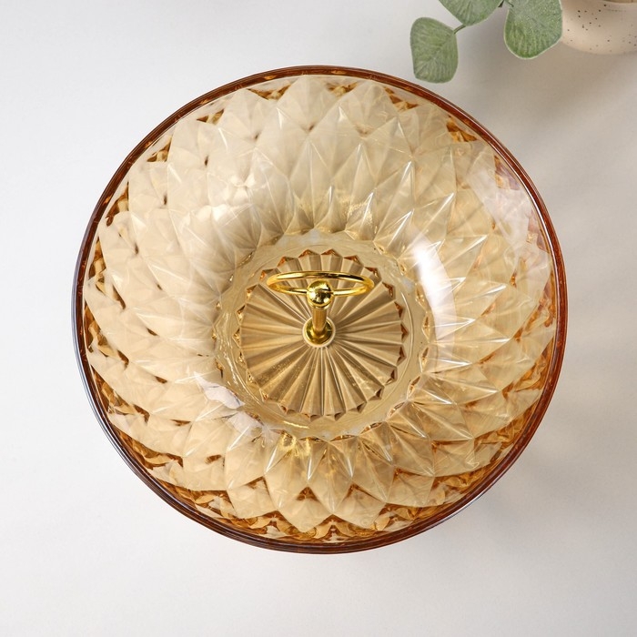 Ваза стеклянная для фруктов с держателем, d=22,5 см, цвет золотой Ваза стеклянная для фруктов с держателем, d=22,5 см, цвет золотой