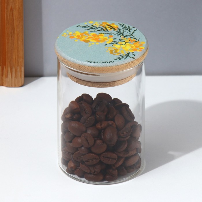 Банка для хранения сыпучих продуктов и круп &laquo;Нежная мимоза&raquo;, 100 мл