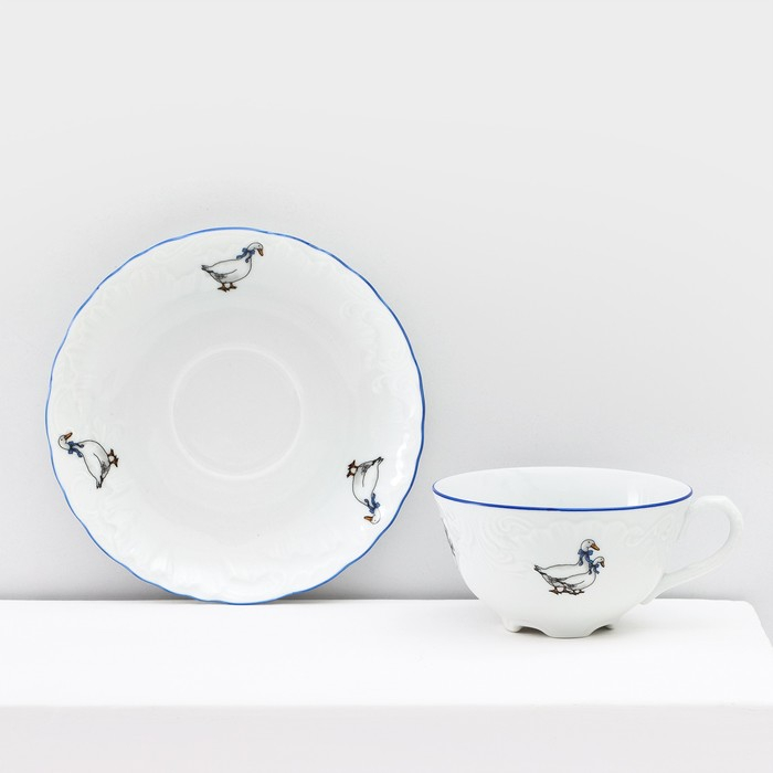 Чайный сервиз на 6 персон «Рококо. Гуси», 12 предметов: чашка 220 мл, блюдце d=15,5 см