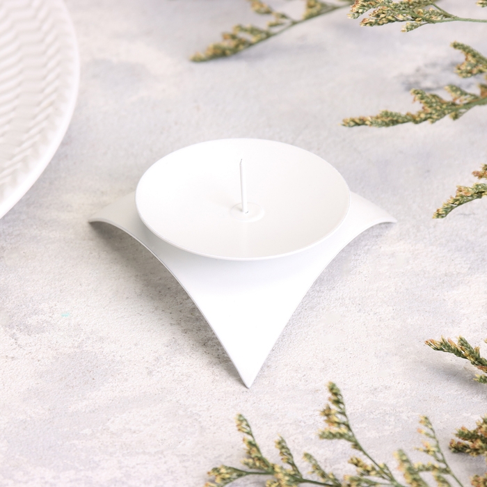 Подсвечник "Звездочка" металл на 1 свечу, 9х3,5 см, белый