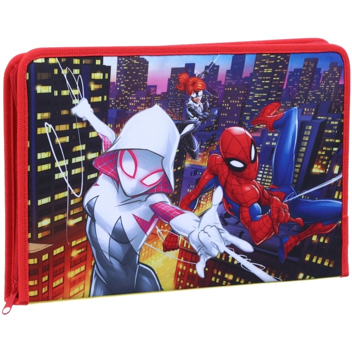 Папка для труда А4 с пеналом, на молнии, текстиль, Человек-паук Папка для труда А4 с пеналом, на молнии, текстиль, Человек-паук