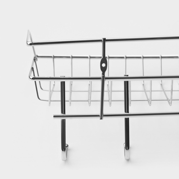 Полка бытовая с крючками Доляна, 42×12×15 см, цвет хромированный Полка бытовая с крючками Доляна, 42×12×15 см, цвет хромированный